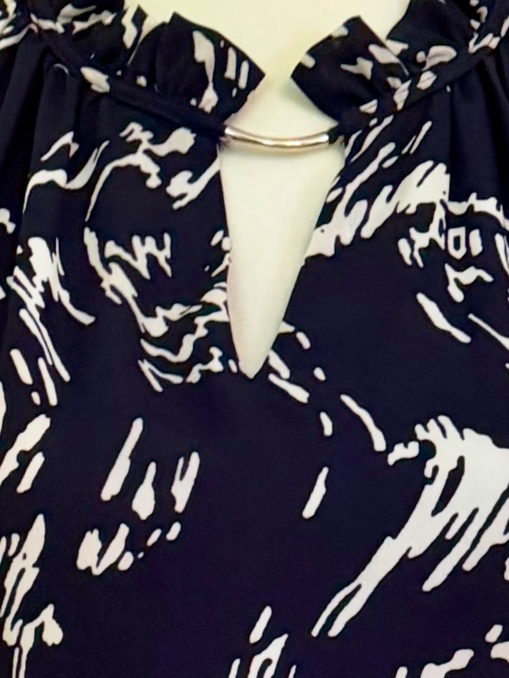 Ivanka Trump Navy and White High-Low Printed Midi Skirt - Picture 2 of 8